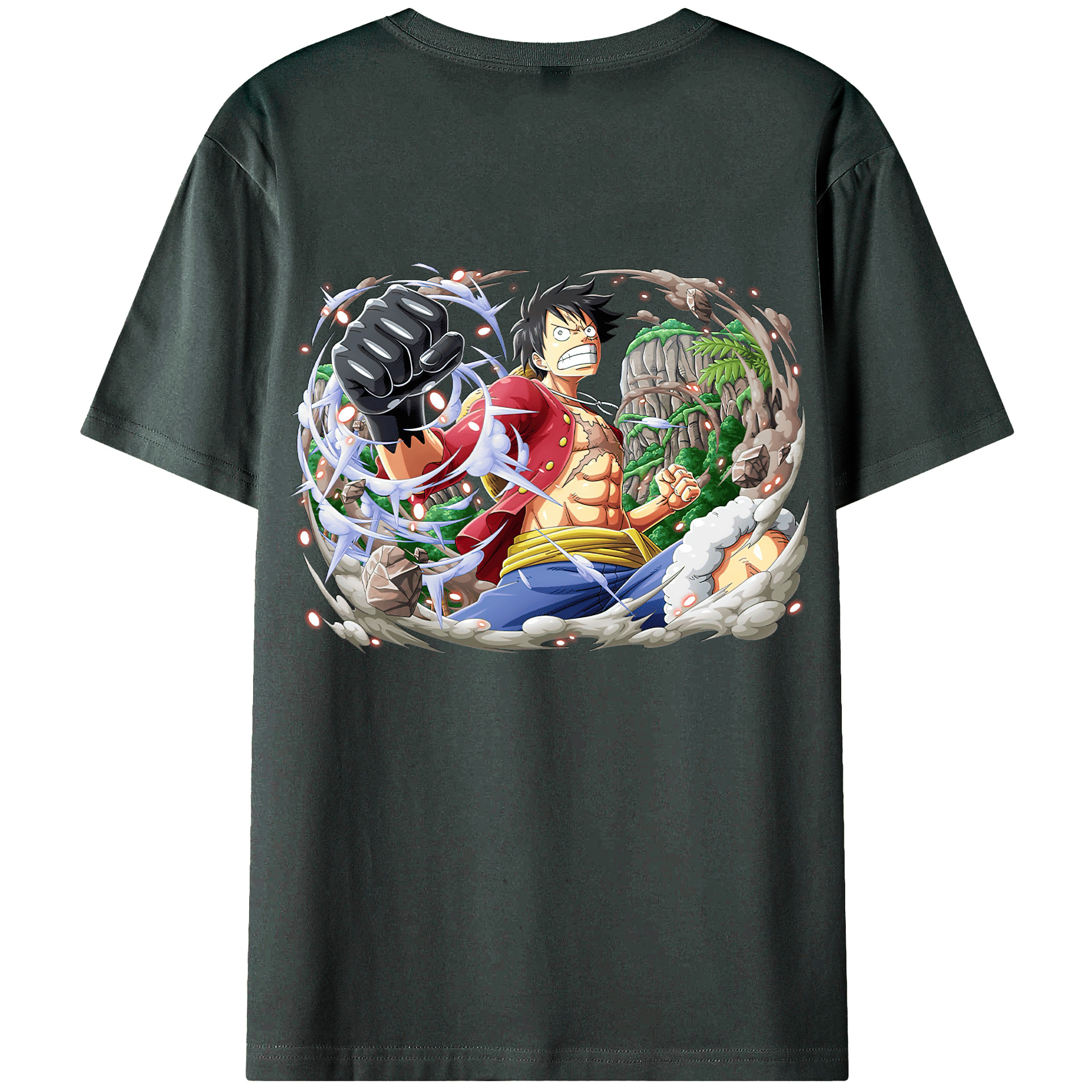 ワンピース モンキー・D・ルフィ ONE PIECE Monkey D. Luffy 綿100％ メンズ半袖Tシャツ（バックプリント） 通気性